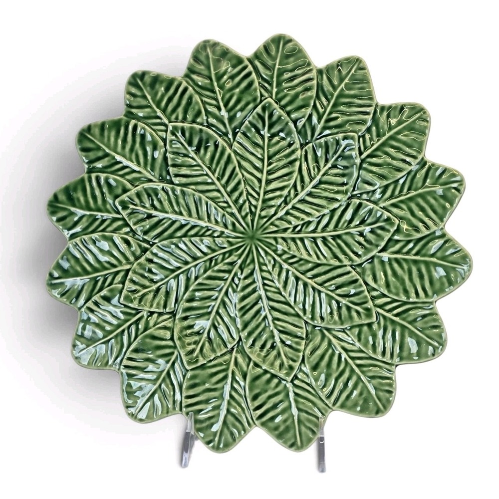 Bordallo Pinheiro Lemon Leaf 13" Charger Plate Chop Platter Portugal Majolica - Picture 2 of 8